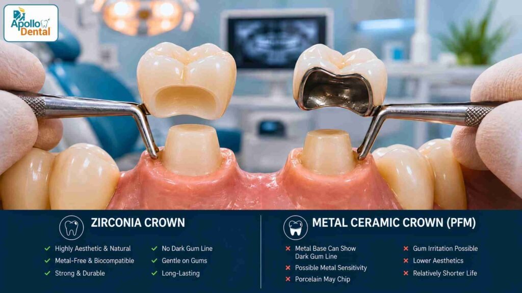 Zirconia Crowns vs Metal Ceramic Crowns in Nallakunta